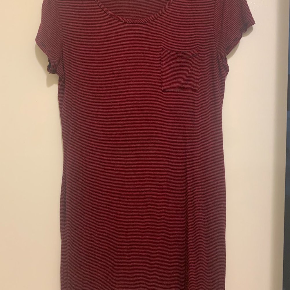 Red Striped T-Shirt Dress - Picture 2 of 3